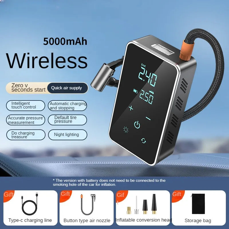 Rechargeable Electric Bike Pump with Digital Pressure Gauge