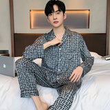 Men’s Silk Satin Pajama Set – Lightweight Luxury Sleepwear with Turn-Down Collar