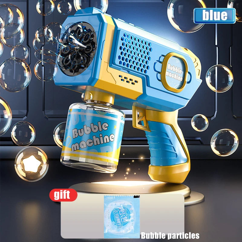 Space-Themed Automatic Bubble Gun - LED Bubble Machine for Kids Outdoor Play