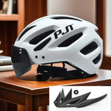 USB Rechargeable Bike Helmet with LED Light & Sun Visor - Lightweight Cycling Helmet for Men