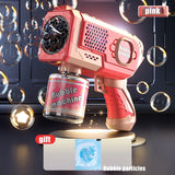 Space-Themed Automatic Bubble Gun - LED Bubble Machine for Kids Outdoor Play