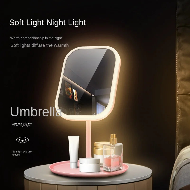 Adjustable LED Vanity Mirror with 3-Color Lighting – Touch Control Makeup Mirror with Charging
