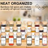 Frascos de vidrio para especias con tapas de bambú: recipientes para condimentos y saleros y pimenteros para organizar la cocina
