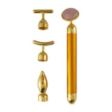 4-in-1 Vibrating Rose Quartz Face Roller and Massager for Lifting and Anti-Wrinkle