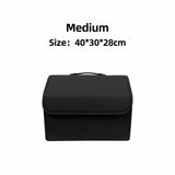 PU Leather Car Trunk Organizer Box with Lid | Foldable Auto Storage Bag for Vehicle Cargo