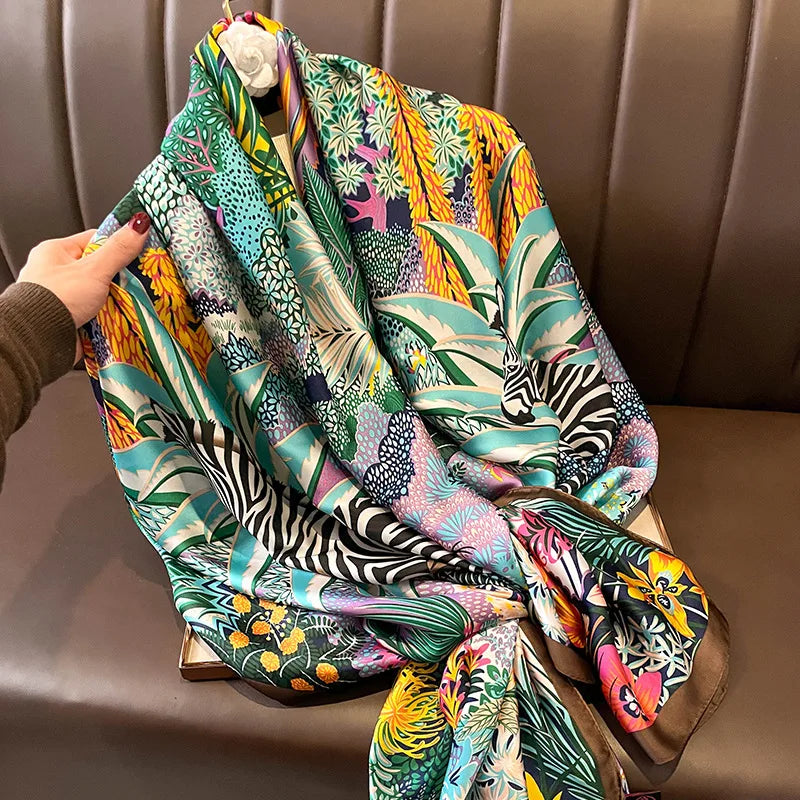 Luxury Satin Silk Scarf – Elegant Women's Shawl, Hijab & Beach Wrap