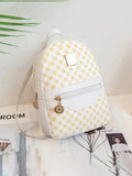 Checkered Pattern Shoulder Backpack – Large Capacity Crossbody Handbag for Women