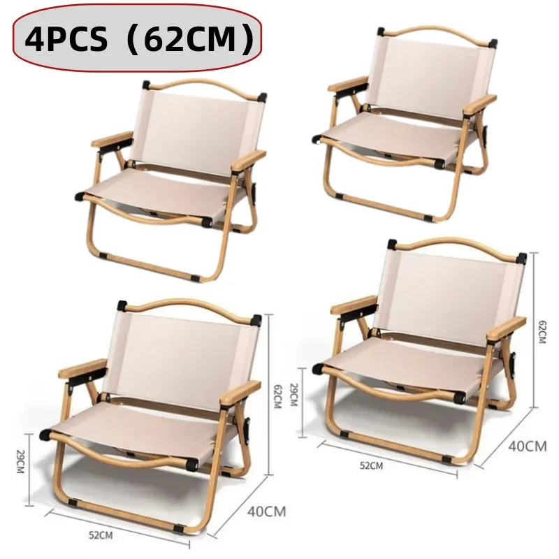 Foldable Carbon Steel Camping Chair with Oxford Fabric and Wooden Armrests