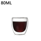 Taza de vidrio de doble pared resistente al calor: taza transparente hecha a mano para café, té y cerveza 