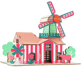 3D Wooden Windmill Puzzle - DIY Educational Building Toy for Kids & Adults