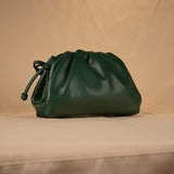 Women's PU Leather Dumpling Shoulder Bag – Elegant Ruched Crossbody & Clutch Handbag
