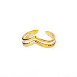 Minimalist Geometric Stainless Steel Ring – Elegant Gold-Tone Adjustable Band