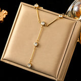 316L Stainless Steel Clover Necklace for Women - Elegant Zircon Flower Pendant Chain