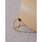 Minimalist Gold Stainless Steel Ring with Natural Stone – Chic & Waterproof Jewelry