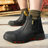 Men’s Nubuck Leather Safety Boots - Composite Toe No-Lace Work Boots