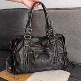 Bolso de mano vintage de gran capacidad para mujer: bolso de mano de piel sintética suave, bolso retro para hombro y bandolera