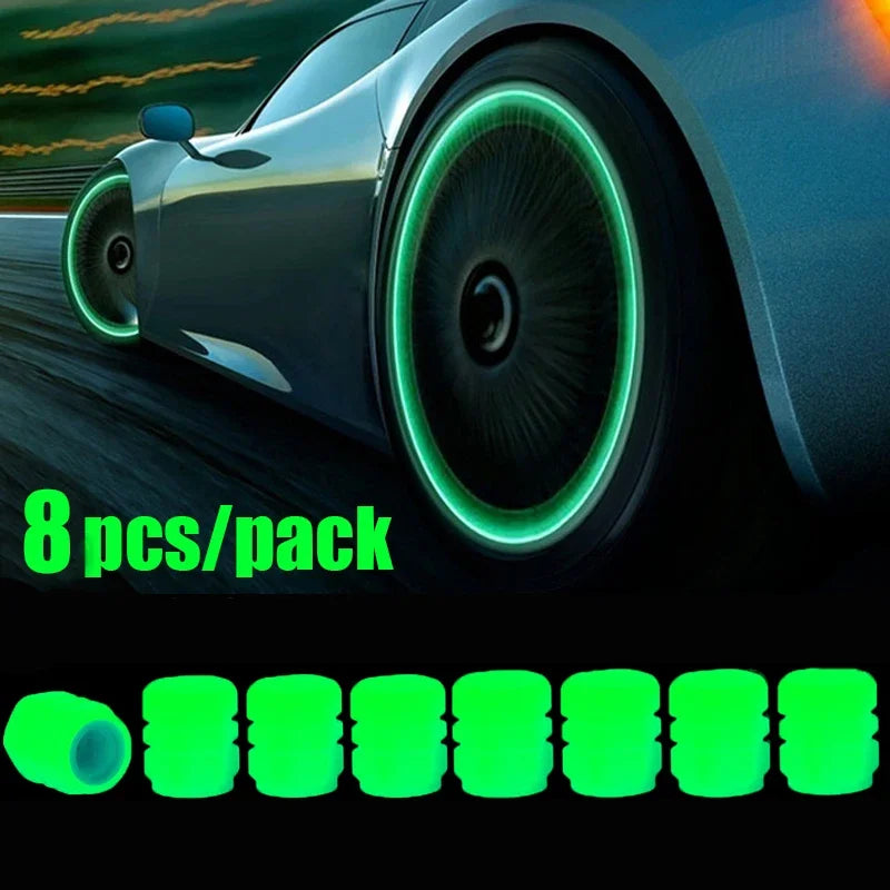 Tapones para válvulas de neumáticos que brillan en la oscuridad: ajuste universal para automóviles, motocicletas y bicicletas