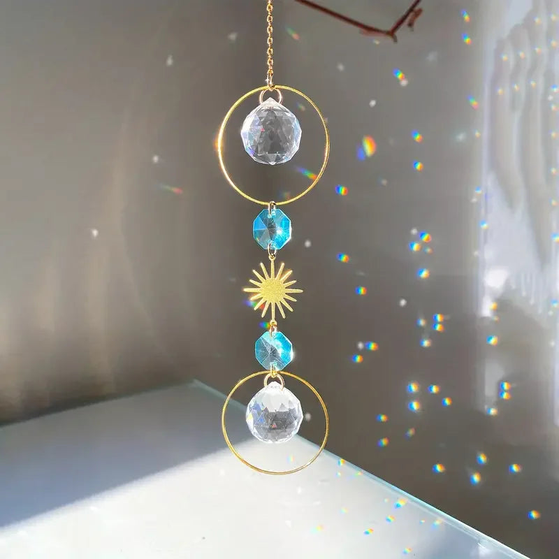 Crystal Sun Catcher Wind Chime – Hanging Prism Pendant for Home, Garden, or Event Decor