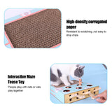 Interactive Wooden Mouse Hunting Toy for Cats with Scratch Board