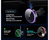 Essager RGB Magnetic Car Phone Holder – 15W Qi Wireless Charger & Magsafe Mount for iPhone & Samsung