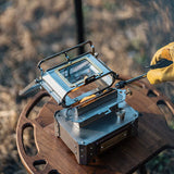 Retro Stainless Steel Outdoor Camping Stove with Windproof Design and Adjustable Flame