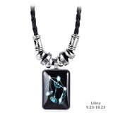 Trendy Geometric Glass Pendant Necklace for Women – Zinc Alloy & Leather Design