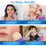 Silicone Ice Facial Roller & Ice Cube Mold - Skin Tightening & Puffiness Relief Set