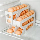 Caja de almacenamiento de huevos con ruedas automáticas - Organizador de huevos para refrigerador de múltiples capas para 30 huevos | Rejilla de conservación de huevos de cocina eficiente
