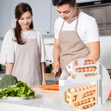 Caja de almacenamiento de huevos con ruedas automáticas - Organizador de huevos para refrigerador de múltiples capas para 30 huevos | Rejilla de conservación de huevos de cocina eficiente