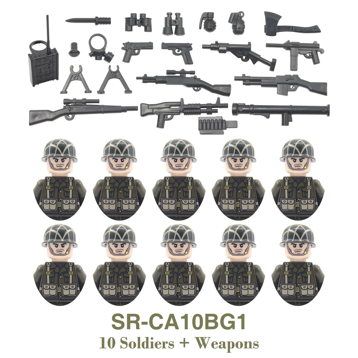 WW2 Military Building Blocks Set - Army Soldier & Motorcycle Model Kit