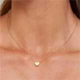 Gold Stainless Steel Heart Necklace – Dainty Zircon Pendant Chain for Women
