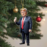 Trump Christmas Ornament - Funny 2D Acrylic Hanging Decor for Tree & Car