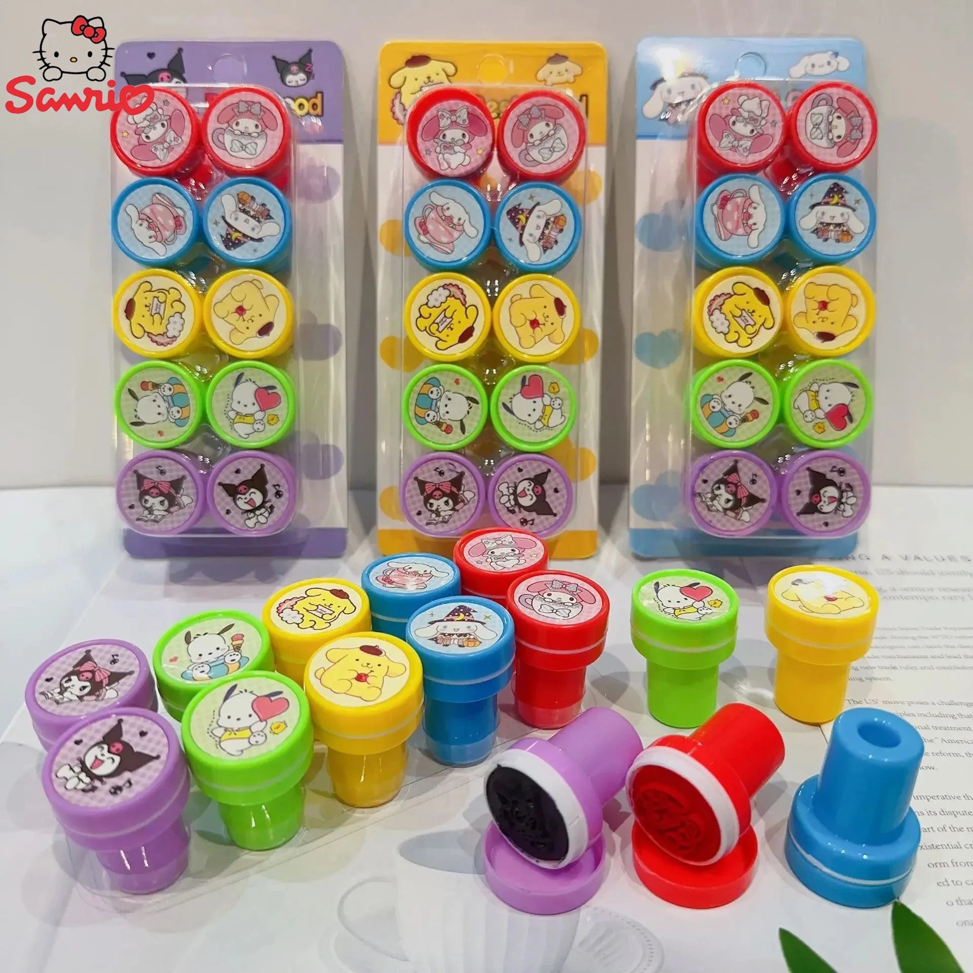 Sanrio Self-Inking Stamp Set - 10pcs Hello Kitty & Friends DIY Craft Stamps