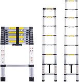 8.5ft Aluminum Telescoping Ladder - 330lb Capacity Foldable Attic Ladder