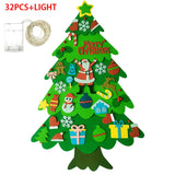 Árbol de Navidad de fieltro para hacer uno mismo con luces LED y 32 adornos: actividad divertida para las fiestas para niños