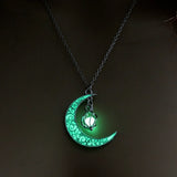 Glow in the Dark Moon & Star Planet Pendant Necklace – Luminous Celestial Charm