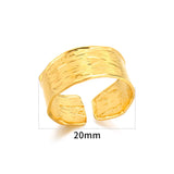 Minimalist Geometric Stainless Steel Ring – Elegant Gold-Tone Adjustable Band