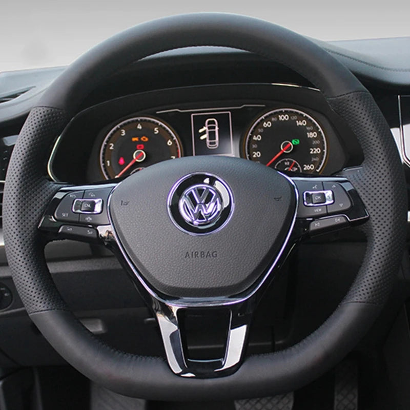 Premium 15-Inch Artificial Leather Steering Wheel Cover – Durable All-Season Protection