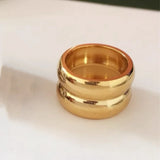 18K Gold-Plated Stainless Steel Bridal Ring – Elegant & Hypoallergenic Wedding Band