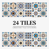 24 pegatinas de azulejos con diseño de mandala: autoadhesivas, impermeables y extraíbles para decoración de pared de cocina y baño