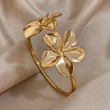 Trendy Gold Flower Cuff Bracelet for Women