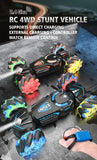 Coche acrobático RC 4x4: juguete de control remoto con luces, rotación de 360° y derrape
