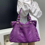 Bolso de mano vintage de gran capacidad para mujer: bolso de mano de piel sintética suave, bolso retro para hombro y bandolera