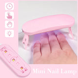 Mini Portable UV LED Nail Lamp – 6W Compact Gel Nail Dryer with USB Cable