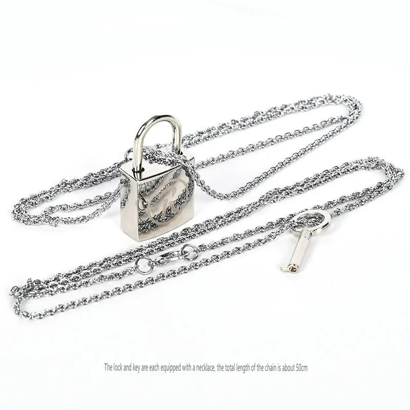 Nana Lock & Key Couple Necklace – 925 Silver Romantic Pendant Set for Women