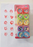 Sanrio Self-Inking Stamp Set - 10pcs Hello Kitty & Friends DIY Craft Stamps