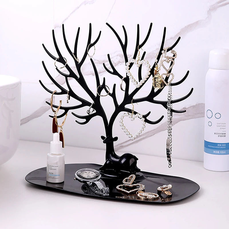 Soporte de exhibición de joyas Bandeja de árbol Estantes de almacenamiento Pendientes Collares Anillos Cajas de joyería Estuche Organizador de escritorio Soporte Decoración de maquillaje
