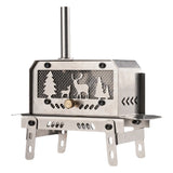 Portable Stainless Steel Wood Burning Stove with Chimney - Compact Camping Heater & Aromatherapy Burner