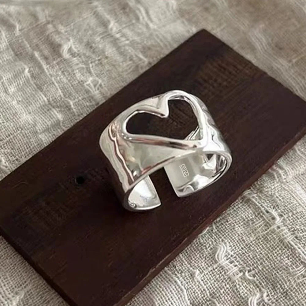 925 Sterling Silver Open Heart Ring – Minimalist & Elegant Jewelry for Women