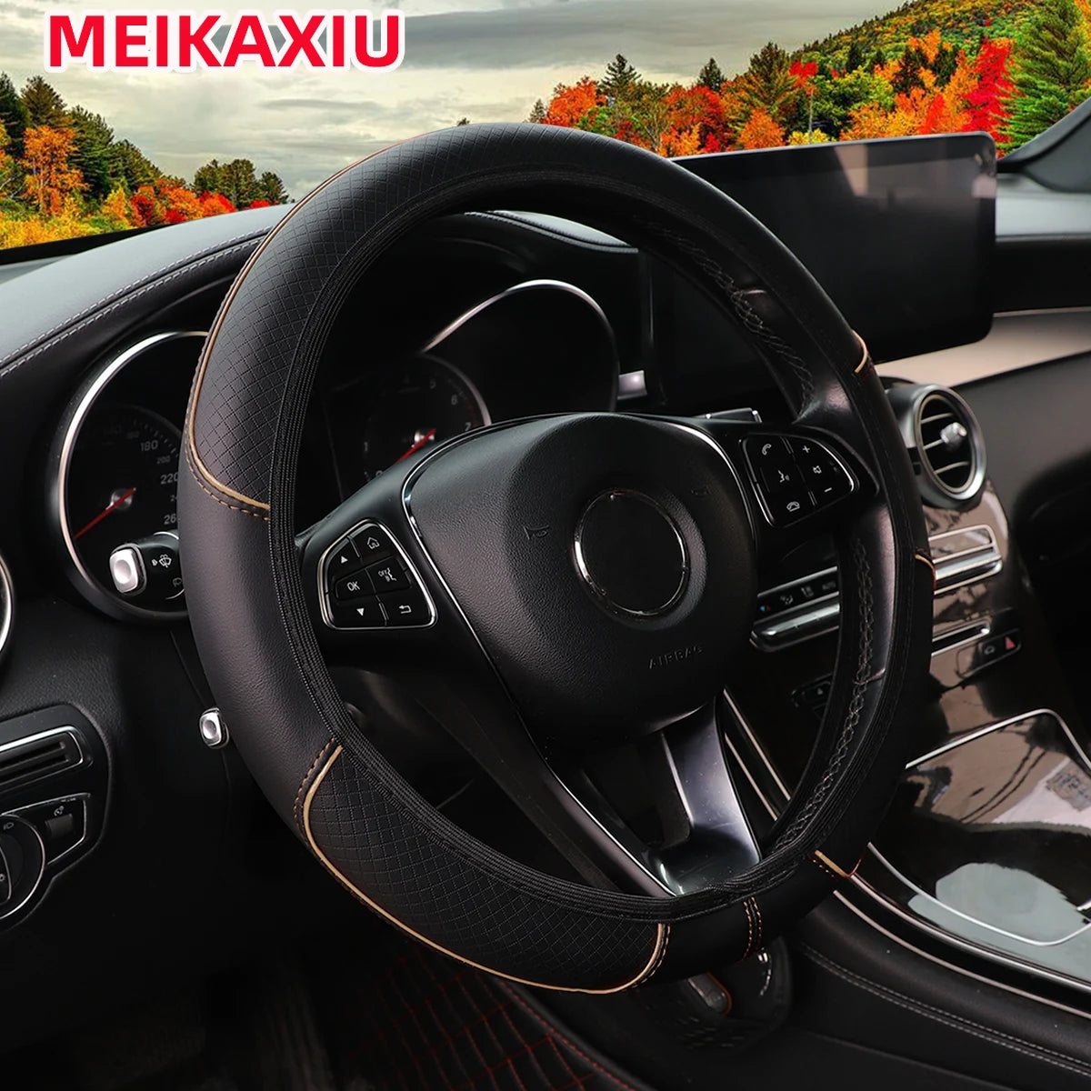 Universal 15-Inch Steering Wheel Cover – Durable, Anti-Slip Grip for All-Season Driving Comfort
